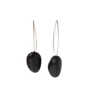 Black river pebble wire earrings